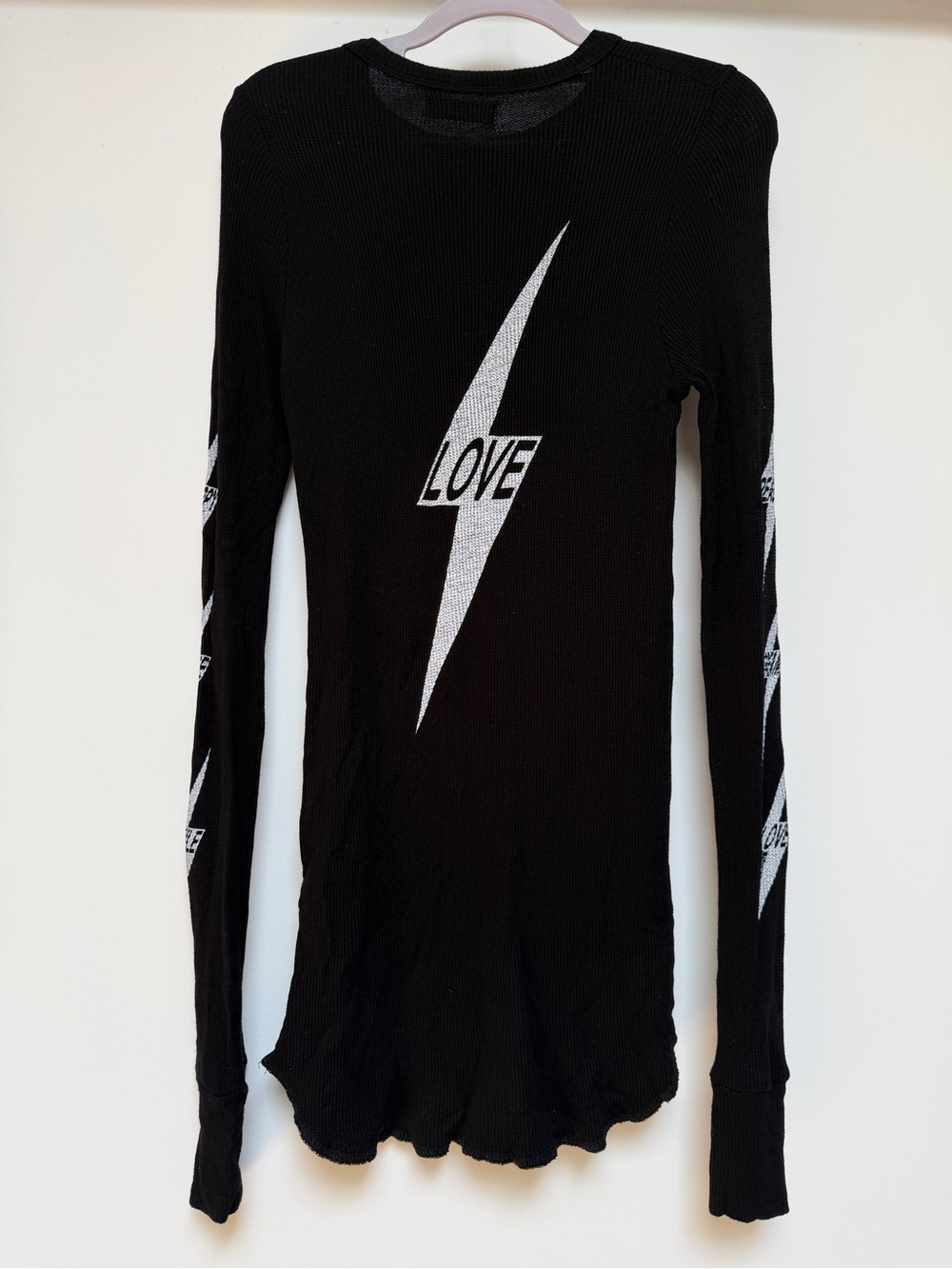 Lauren Moshi McKinley Bolt Affirmations Long Sleeved Waffle Tee Like New